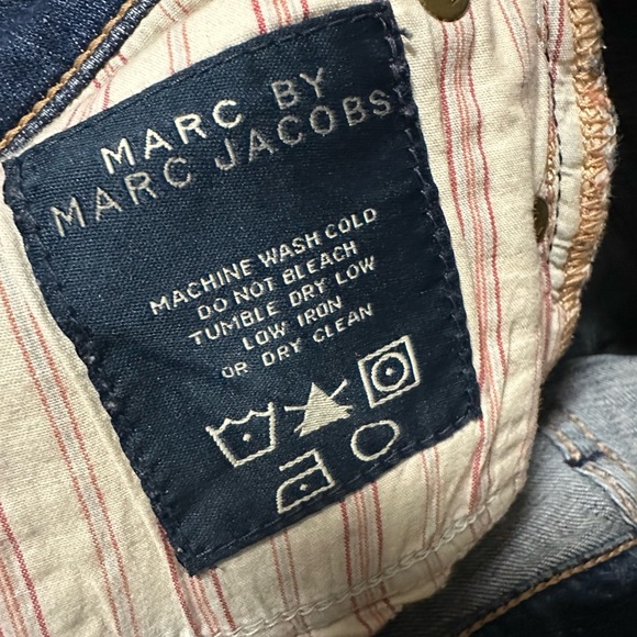 Y2K style Marc by Marc Jacobs denim shorts gold zipper detail designer size 12 - Picture 6 of 11